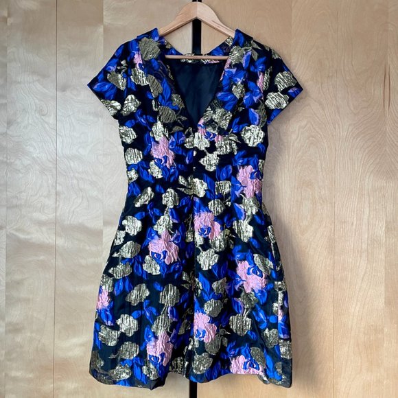 Mark + James Badgley Mischka Metallic Floral Jacquard Fit & Flare Dress - Picture 4 of 15